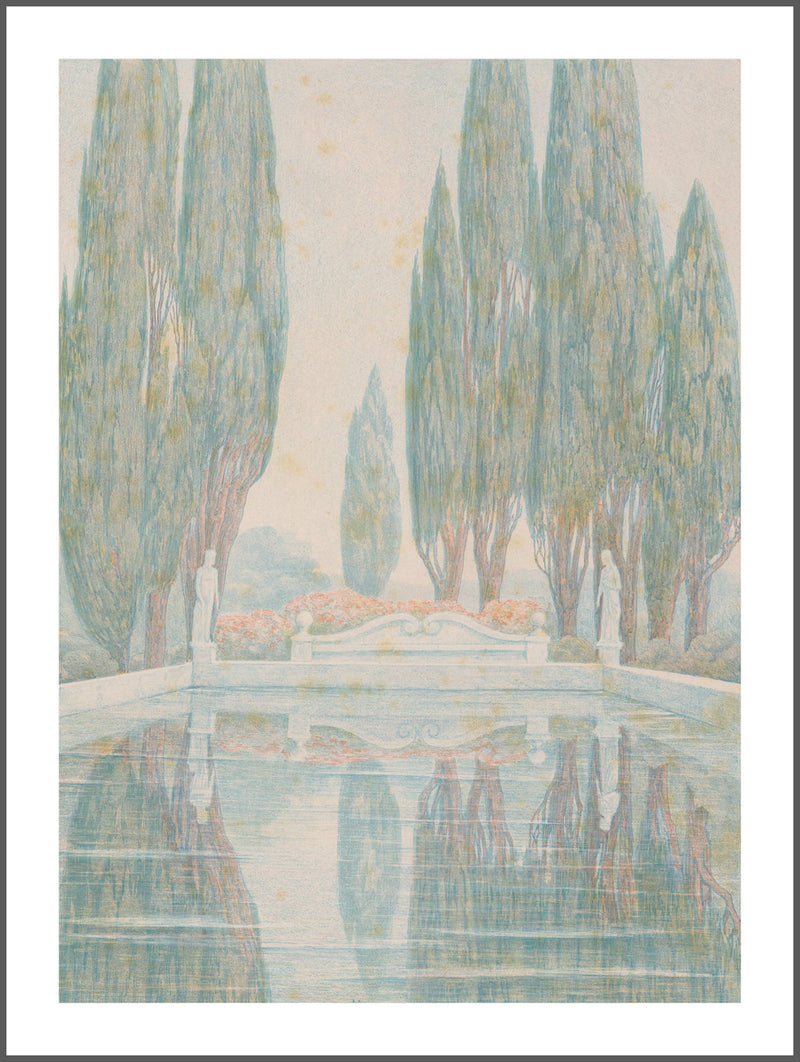 Pond with Cypresses Poster