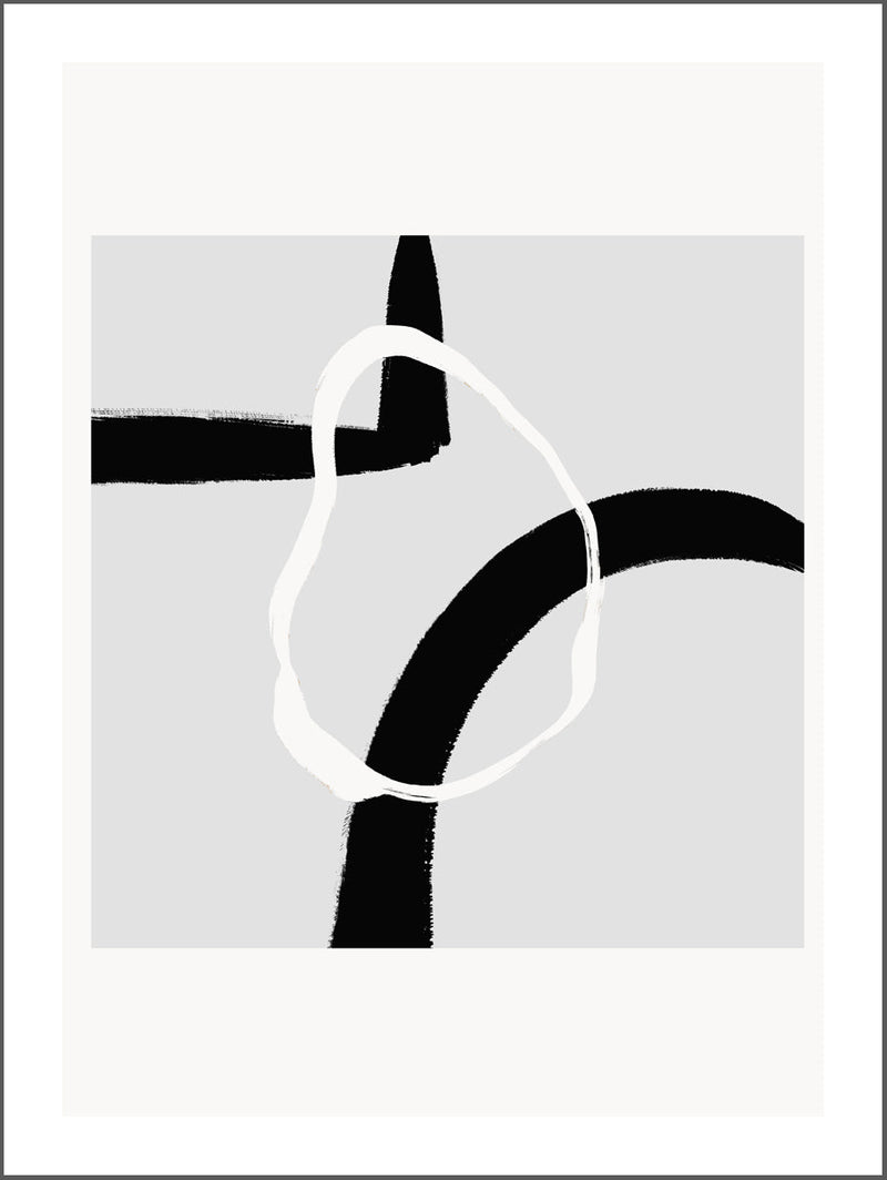 Abstract Grey White Black Poster