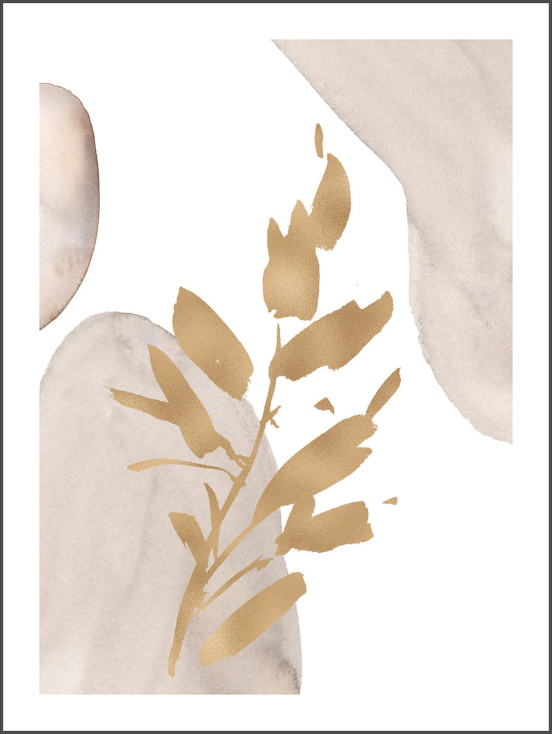 Abstract & Golden Leaf Poster