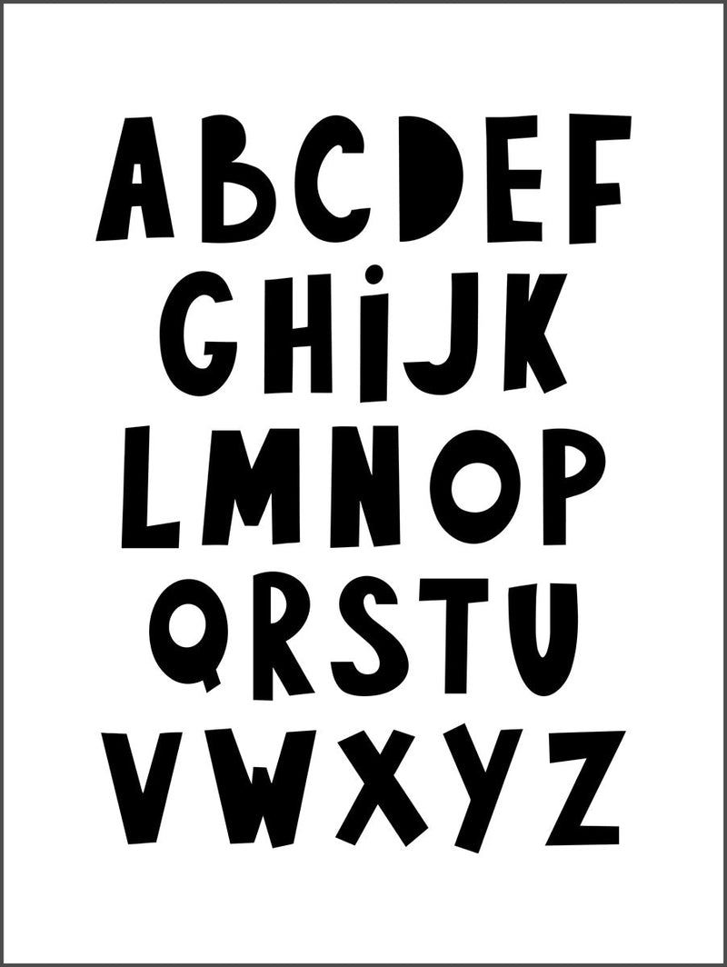 Alphabet Black & White Poster
