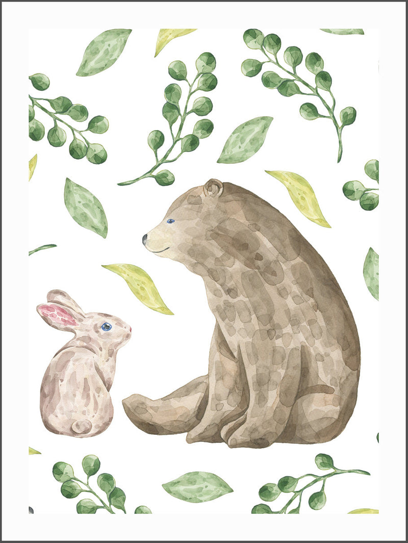Bear & Rabbit Green Poster