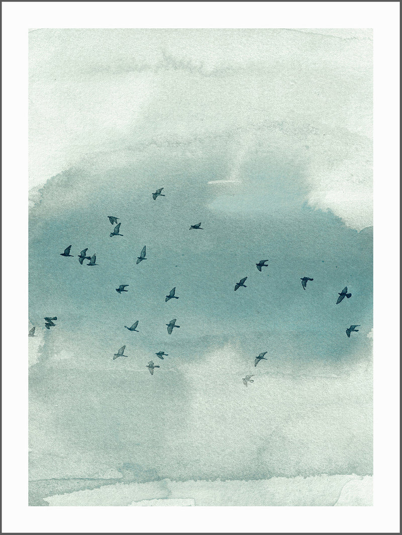 Birds & Green Sky Poster