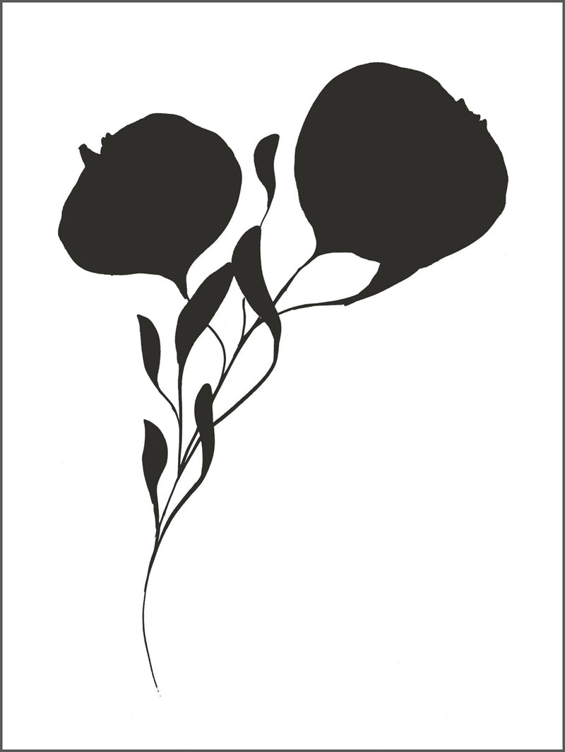 Black Silhouette Flower Poster