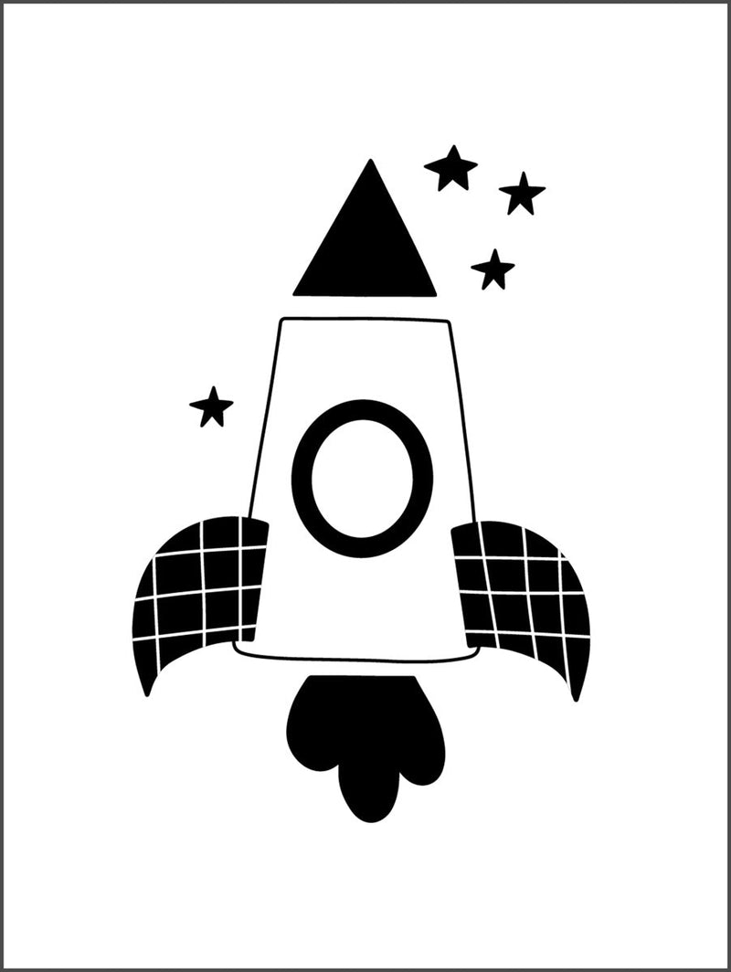 Black & White Rocket Poster