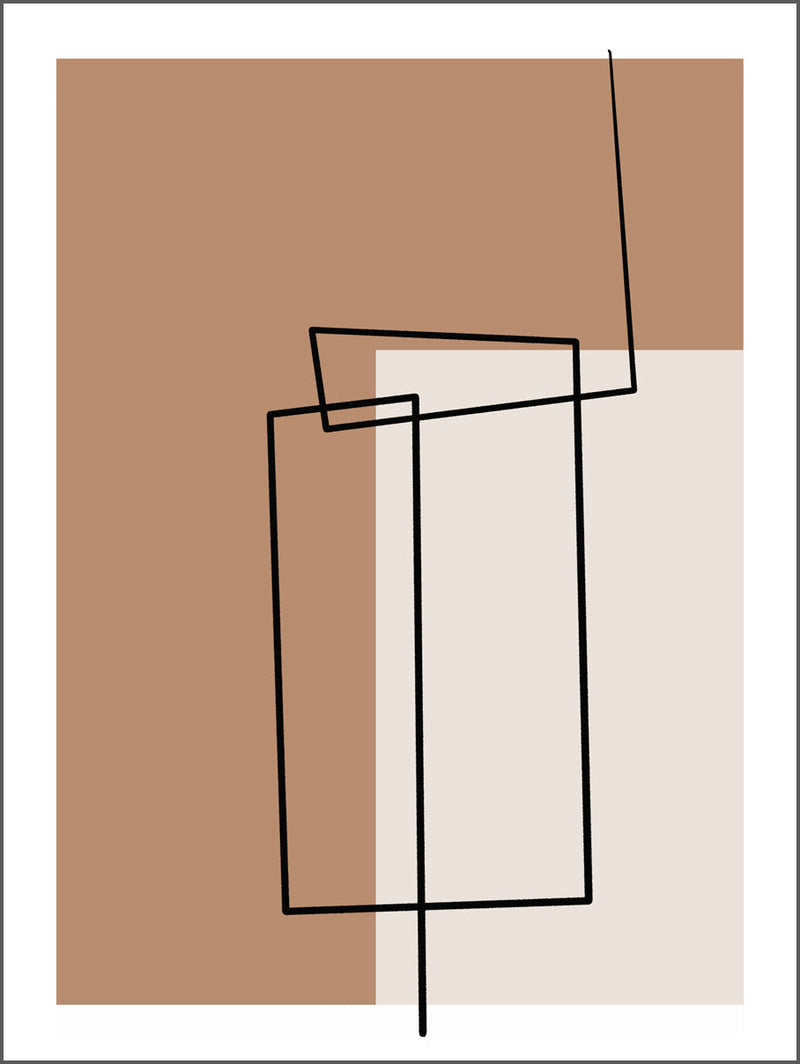 Brown Beige and Rectangular Line Poster