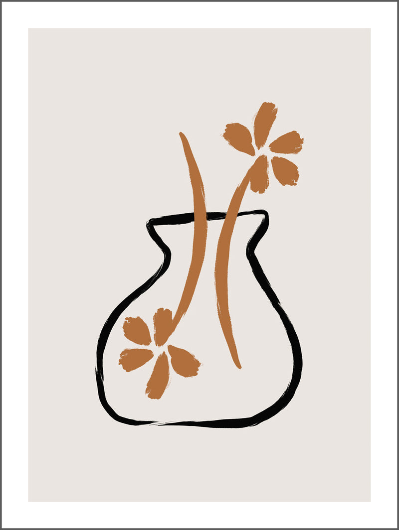 Brown Flowers in a Vase Poster