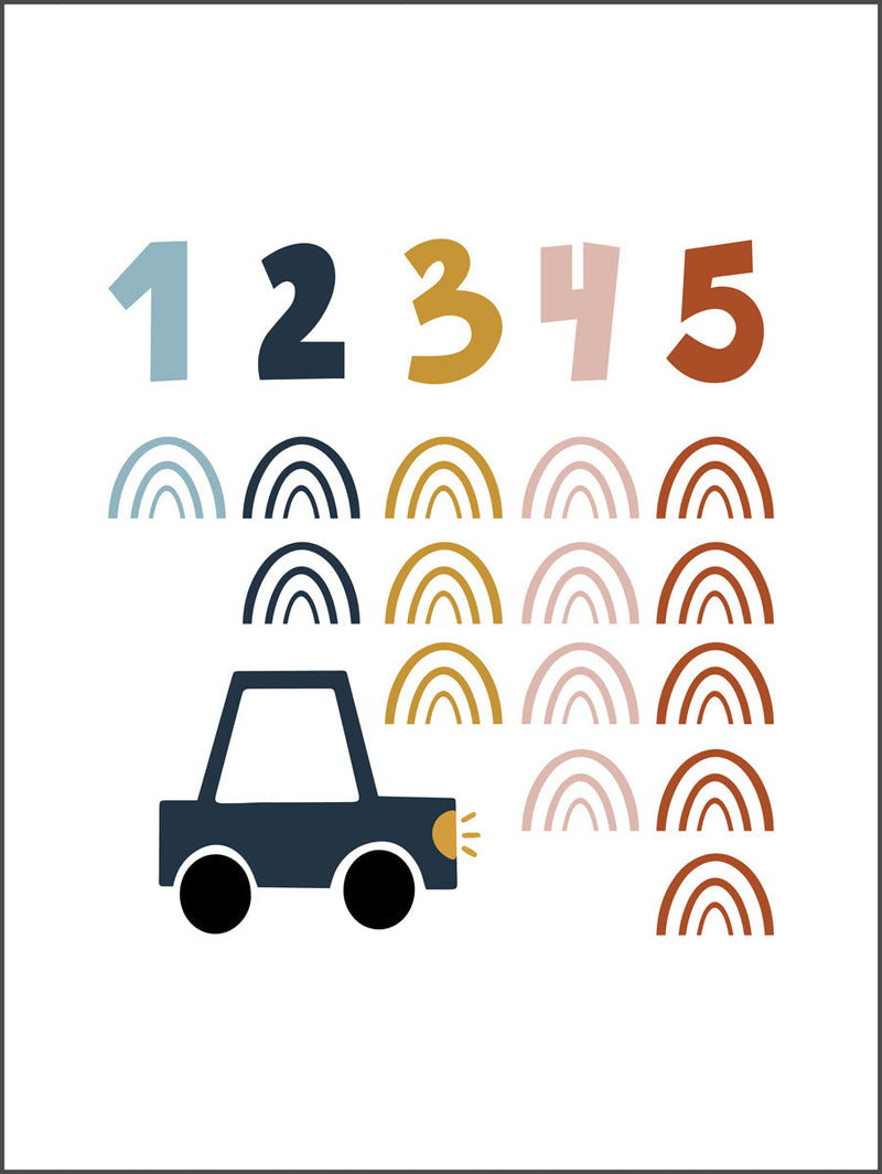 Car and Numbers Poster