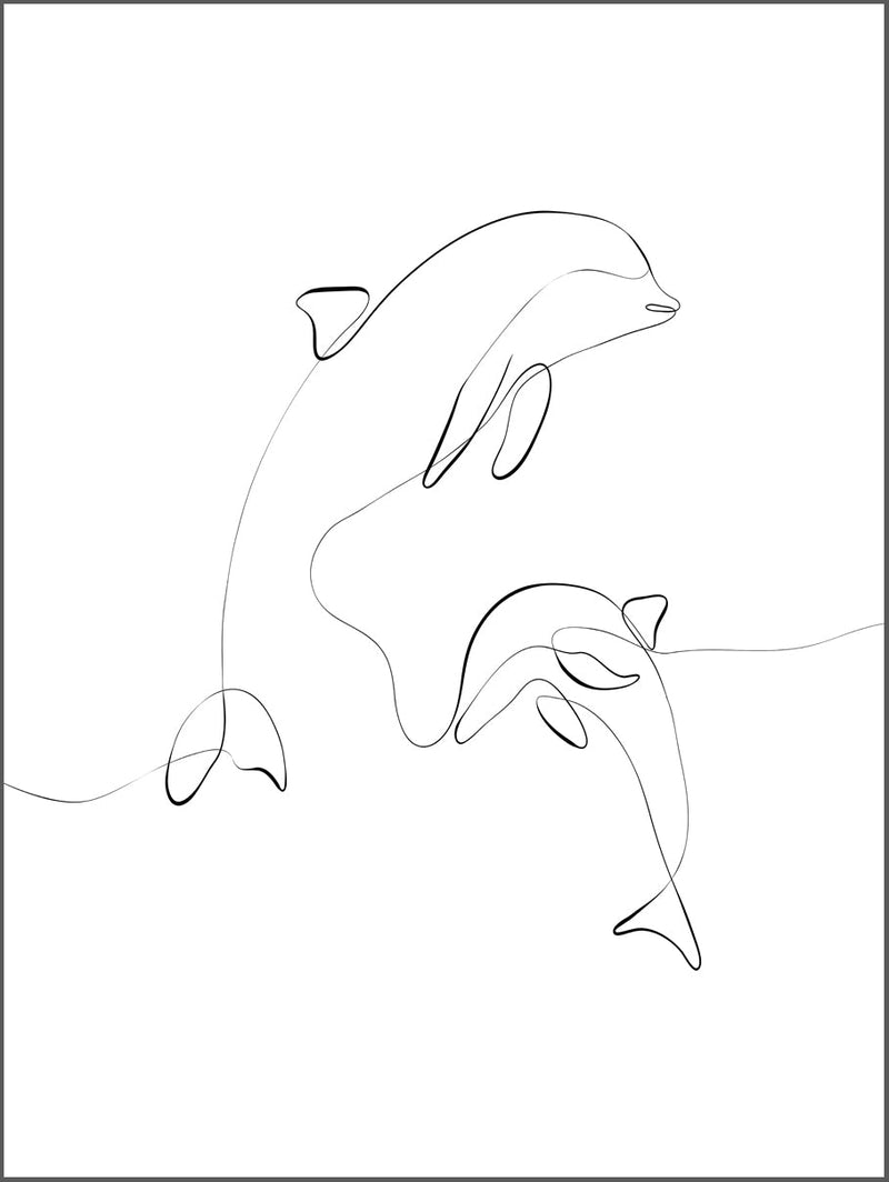 Dolphins Drawing Poster