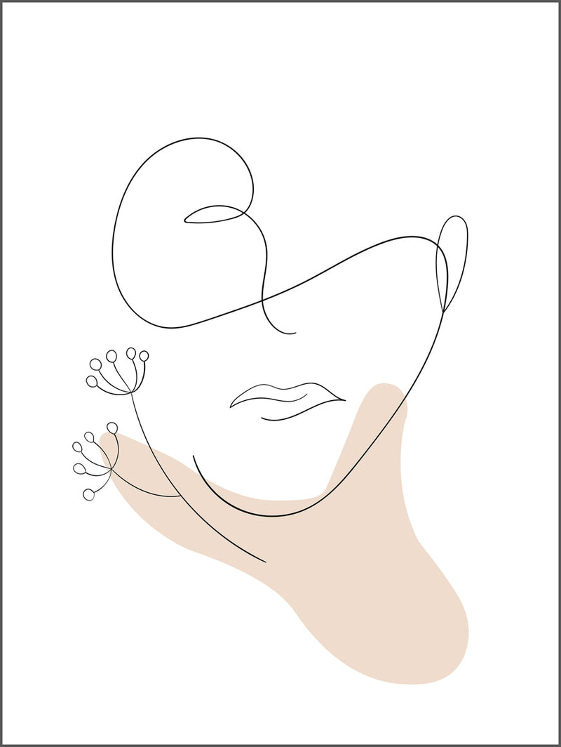 Face Abstract Beige Poster