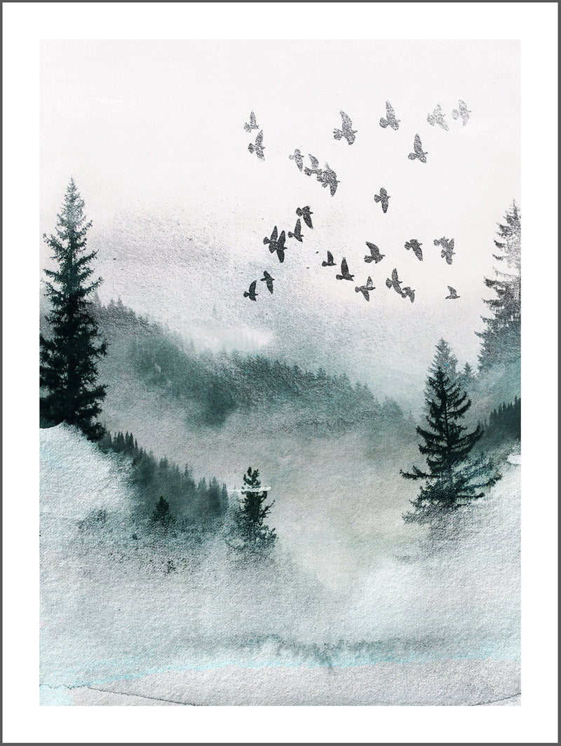 Forest with Birds Poster