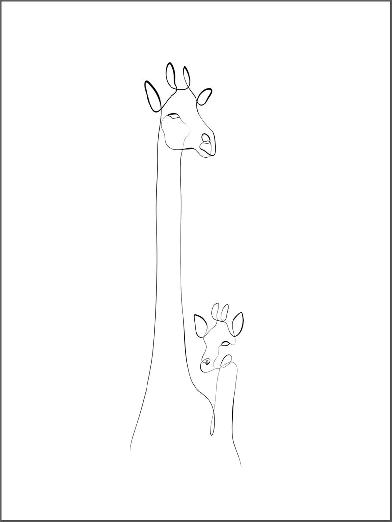 Giraffes Drawing Poster