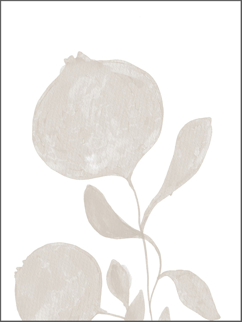 Grey Silhouette Flower Big Poster