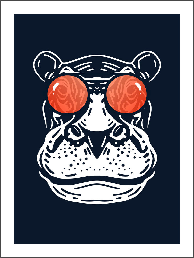 Hippo with Shades Poster