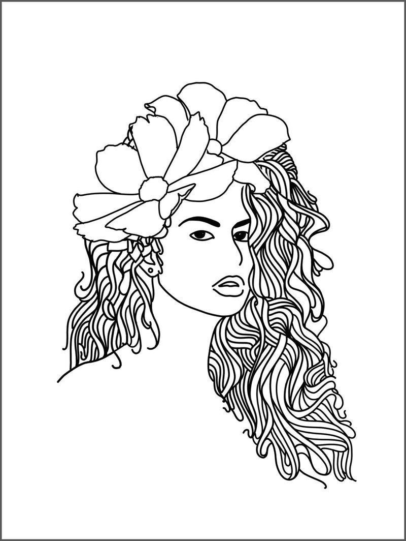 Long Hair & Flowers Poster