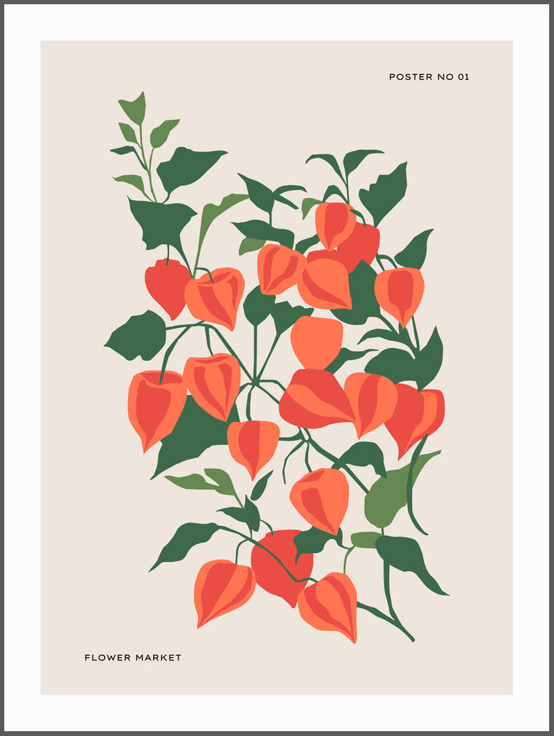 Orange & Red Flower Art Poster