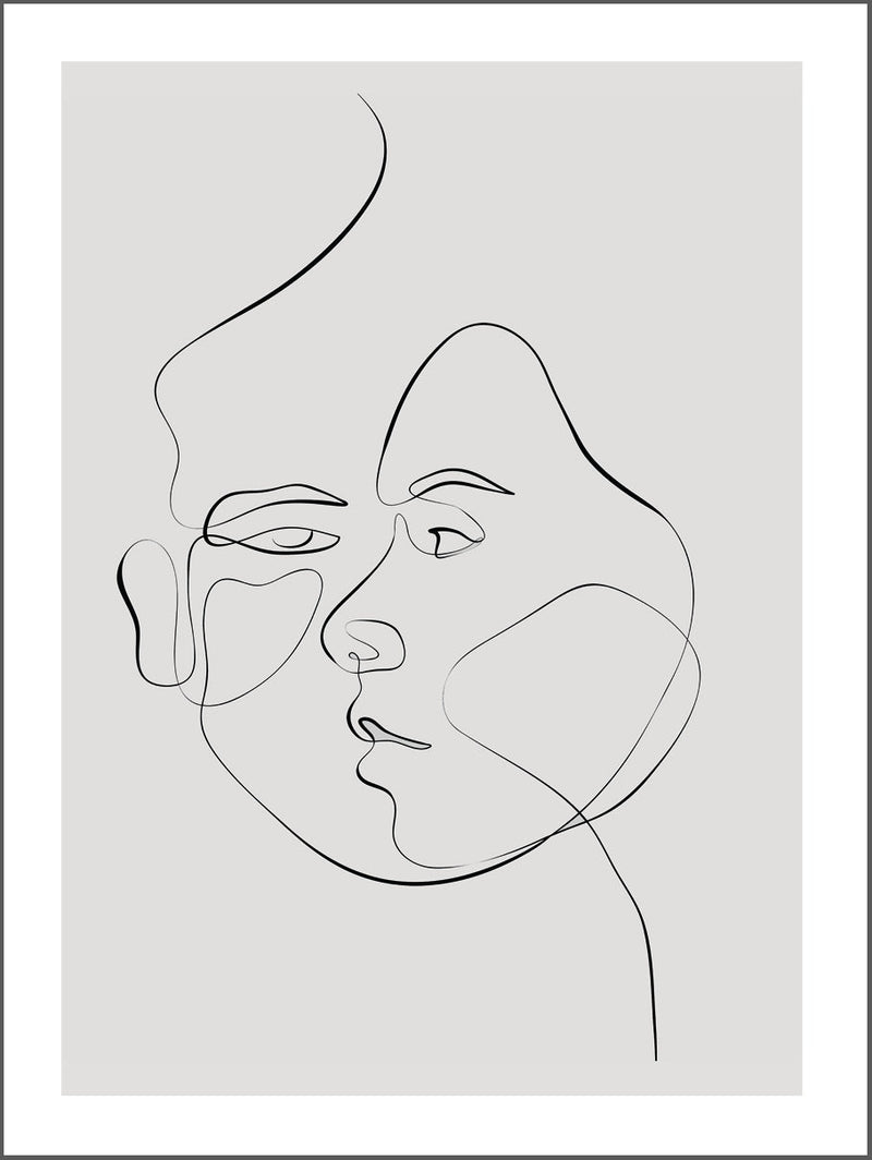 Two Faces Grey Poster