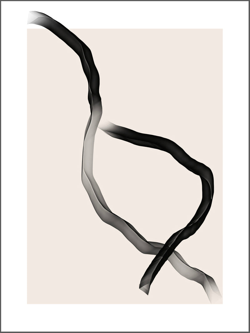 Twisty Black Lines Beige Poster